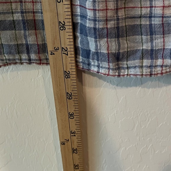 J. Jill Womens Large Blue Plaid Cotton Gauze Button Front Tunic Shirt L Long Slv - Picture 8 of 8